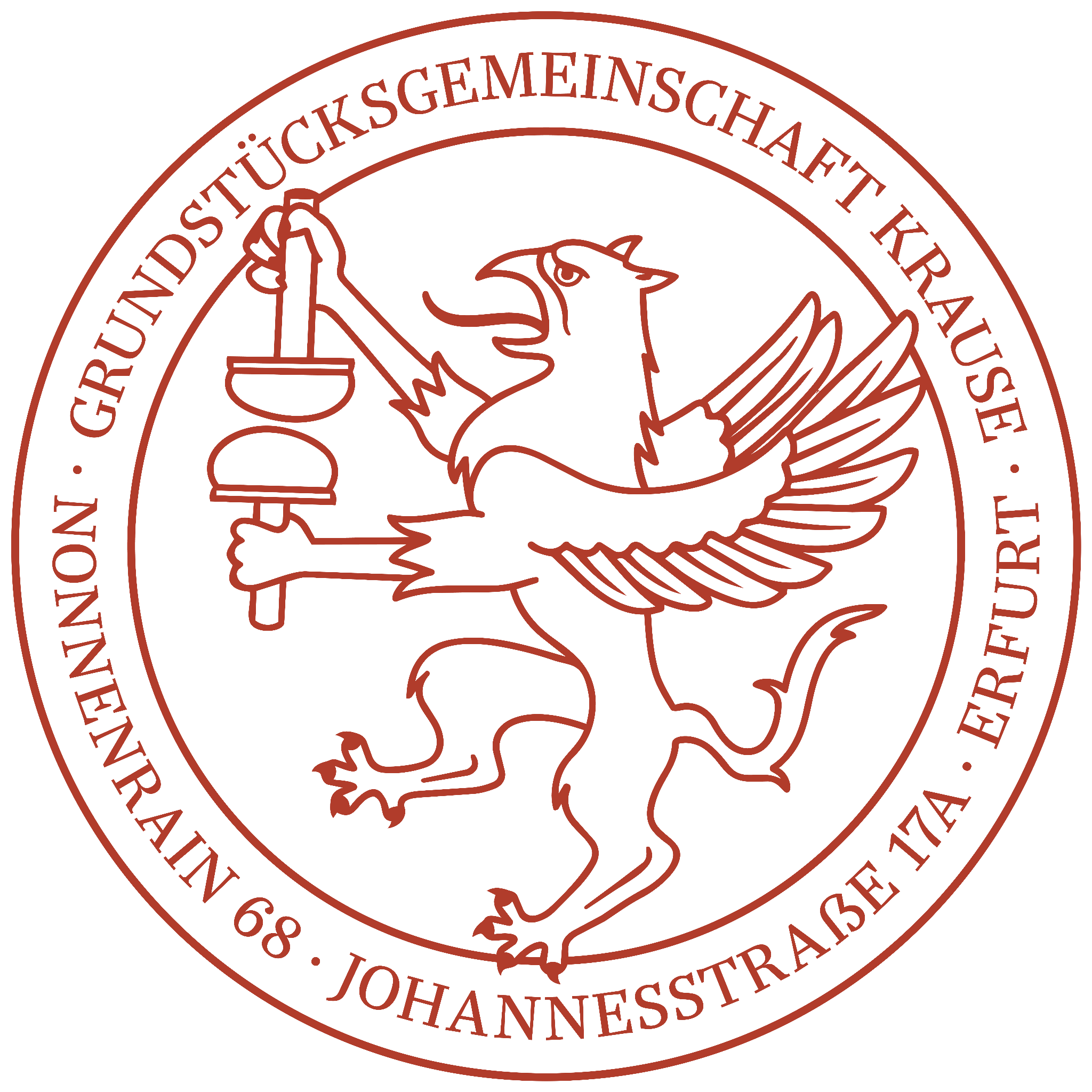 Wappen der Grundstücksgemeinschaft Krause mit Greif